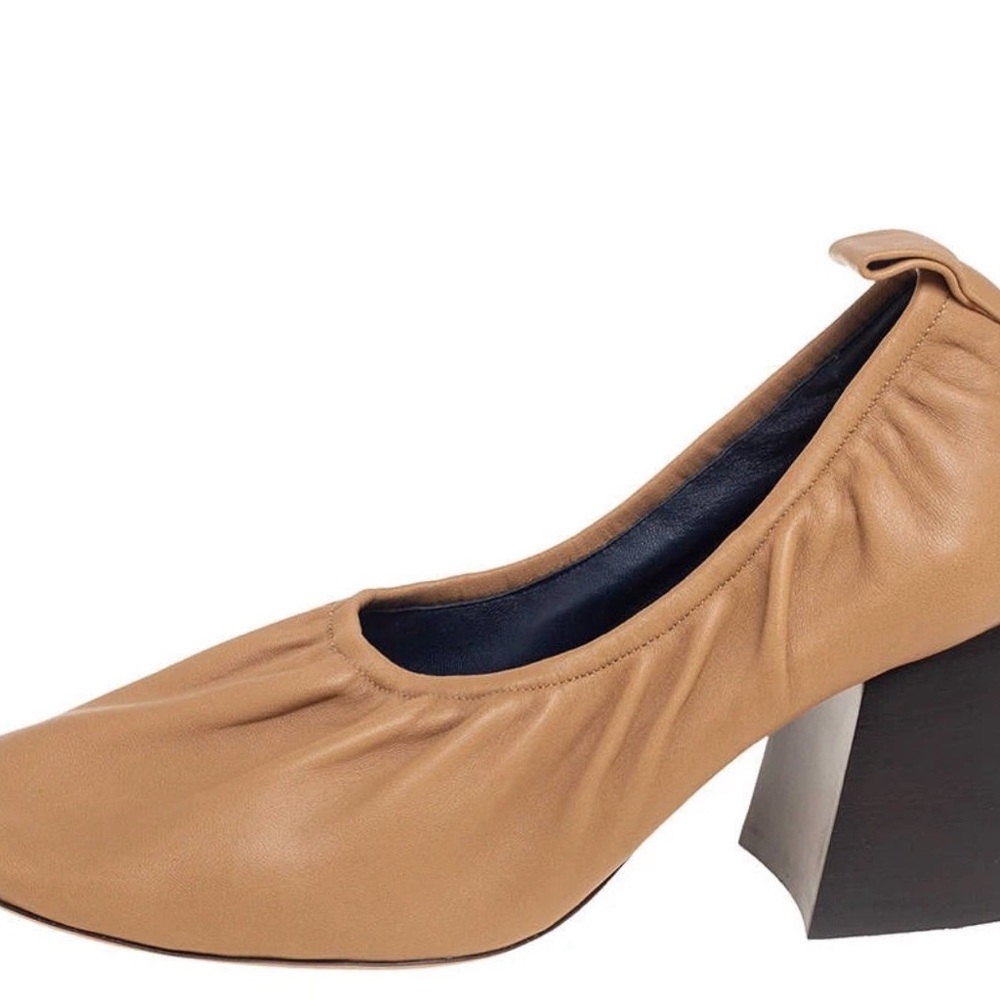 Celine Leather scrunch ballerina block heel pumps size 36.5
